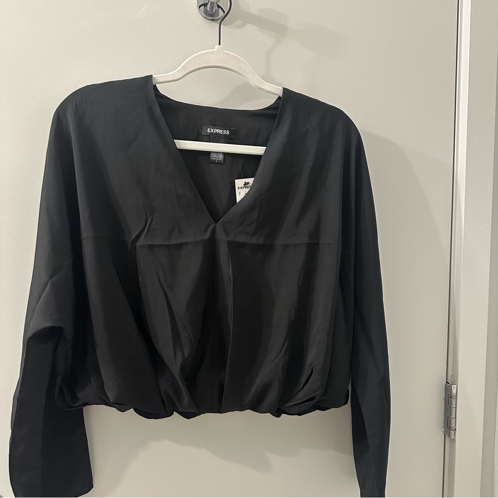 Express Black long Sleeve Crop Blouse